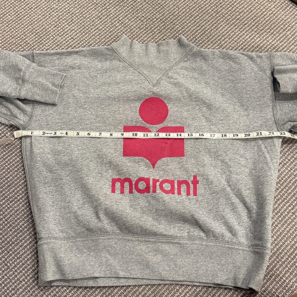Isabel Marant Pink Logo Gray Crew Neck Sweater - Picture 11 of 11